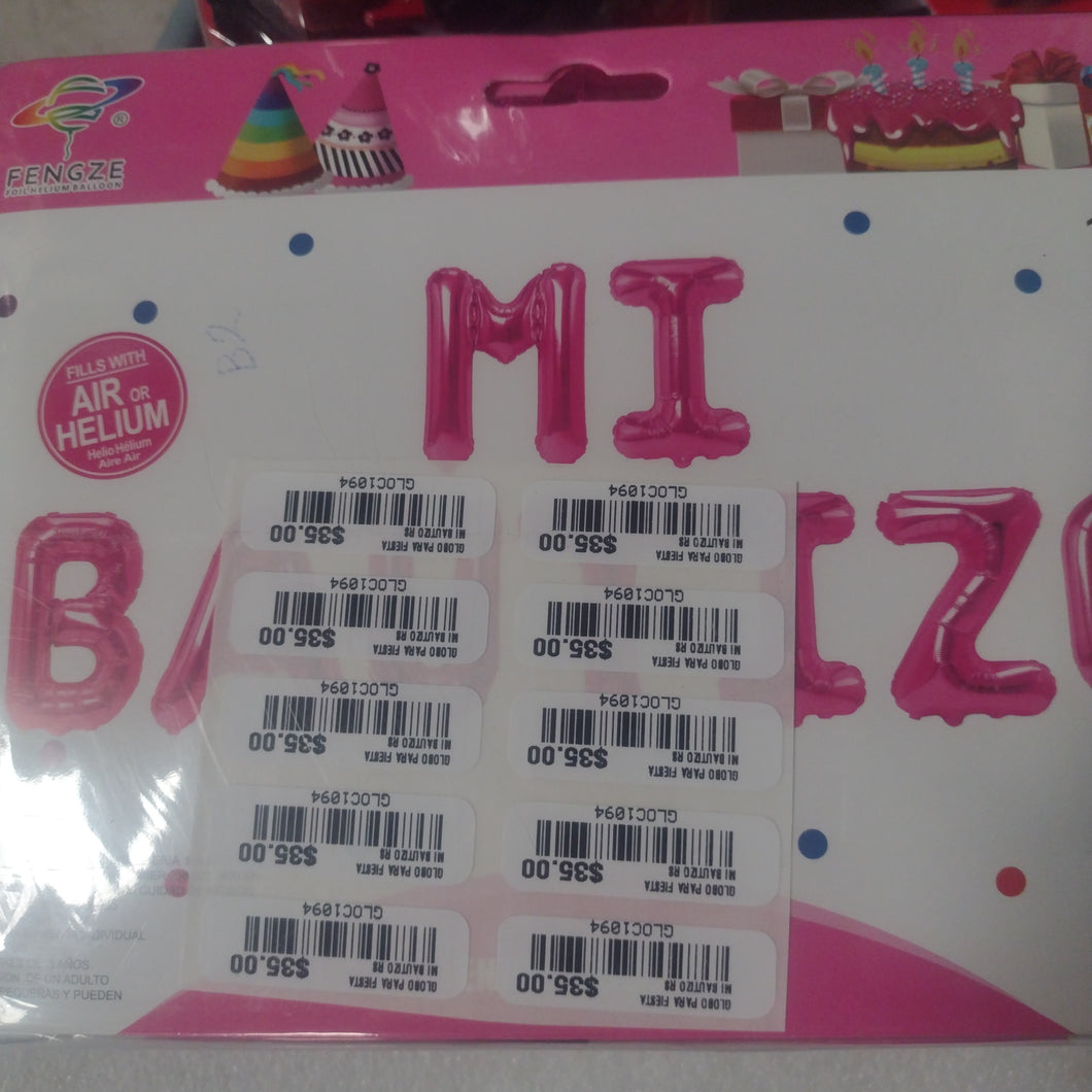 A2 LETRAS MI BAUTIZO ROSA 10PZ